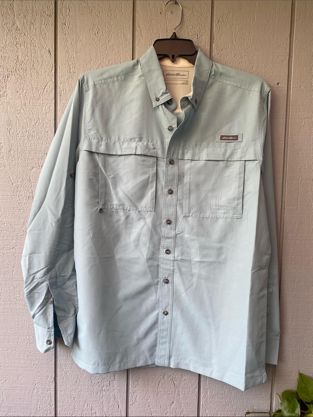 Eddie Bauer Pale Blue Long-Sleeve Button-Down Shirt